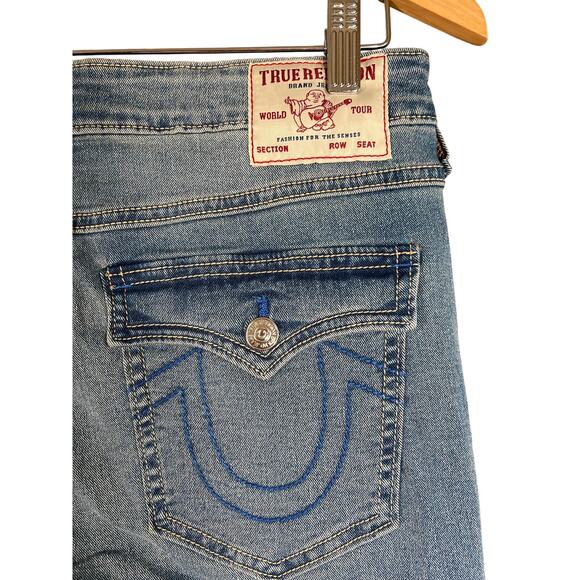 True Religion Jeans Women's 30 Blue Billie Straight Leg Flap Pocket NEW - Picture 1 of 13
